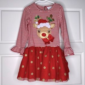Little Girl Red Reindeer Dress